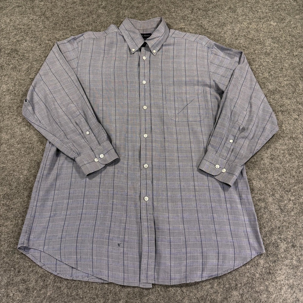 Ralph Lauren Purple Label Dress Shirt Mens Large Blue Plaid Button Down‎ Italy